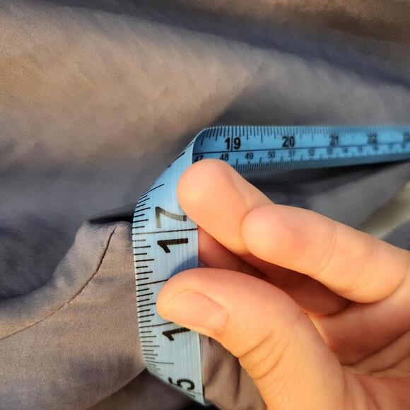 American Eagle Smocked Off-The-Shoulder Satin Top - Dusty Blue- Size Small - Picture 7 of 8